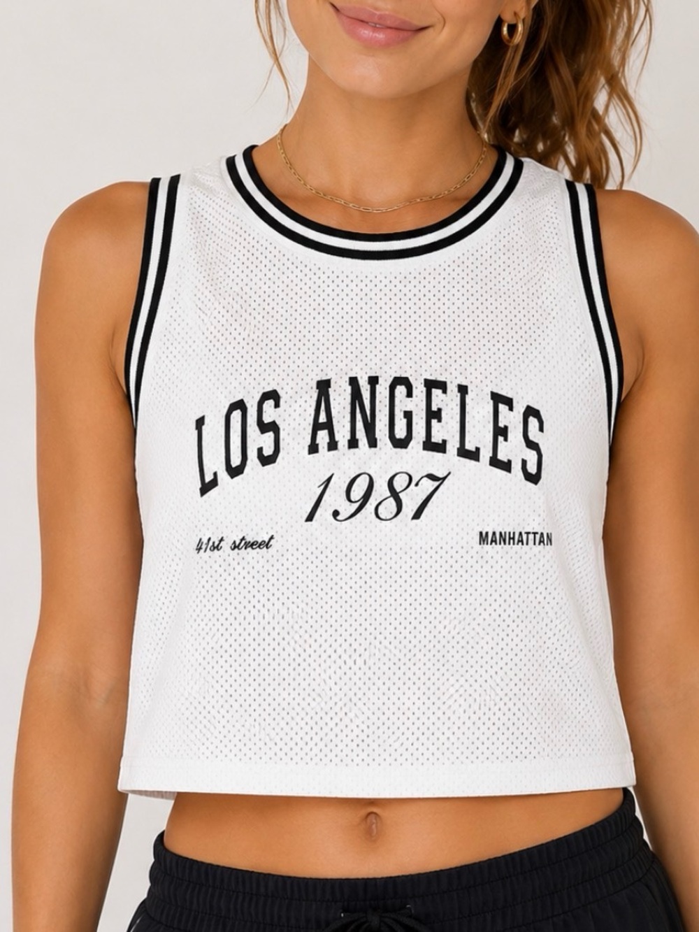 Orange Kiss Los Angeles 1987 White women's Mesh Tank Top sporty SZ M